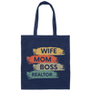 Love Wife Love Mom, Mom As Wife As Boss, Realtor Mom, Retro Mother Gift Canvas Tote Bag