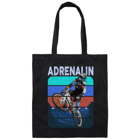 Mountain Bike Gift, Downhill Extrem Sport, Adrenalin Love Gift, Retro Canvas Tote Bag