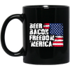 Beer Gift, Bacon Lover, Freedom Gift, American Flag, Love Bacon Gift Black Mug