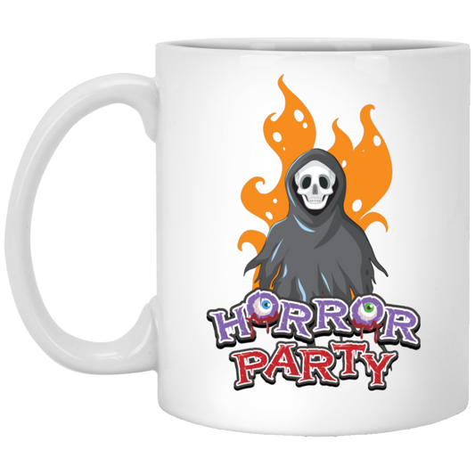 Horror Party, Horror Death, Halloweem Death White Mug