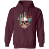 Skull On Desert, Cactus Forest, Cowboy Howdy Pullover Hoodie