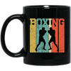 Boxing Lover, Love Boxing, Boxing Silhouette, Retro Boxing Black Mug