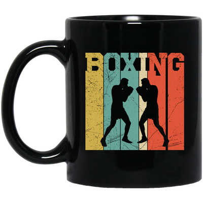 Boxing Lover, Love Boxing, Boxing Silhouette, Retro Boxing Black Mug