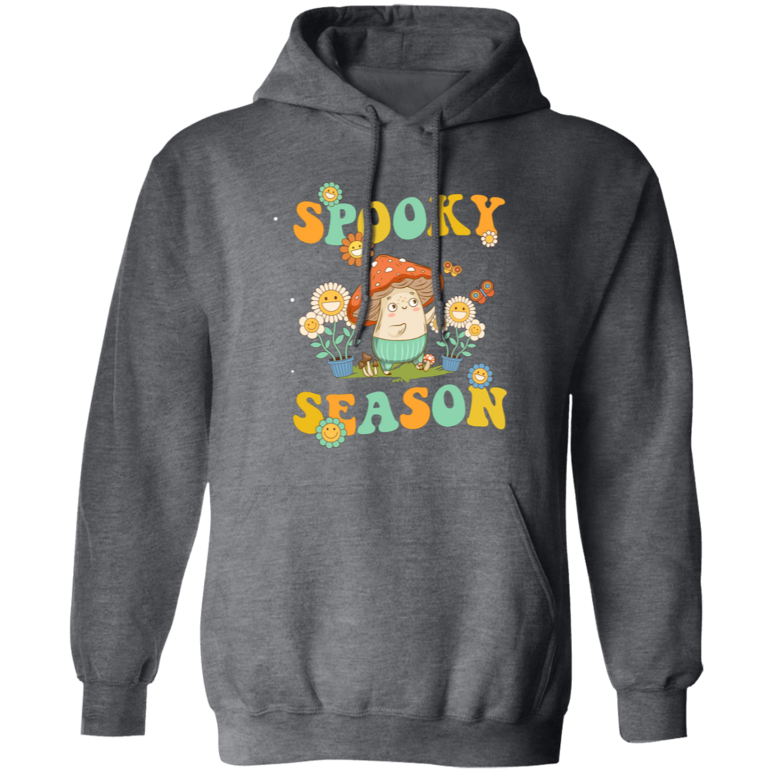 Spooky Season, Spooky Mushroom, Groovy Mushroom Pullover Hoodie