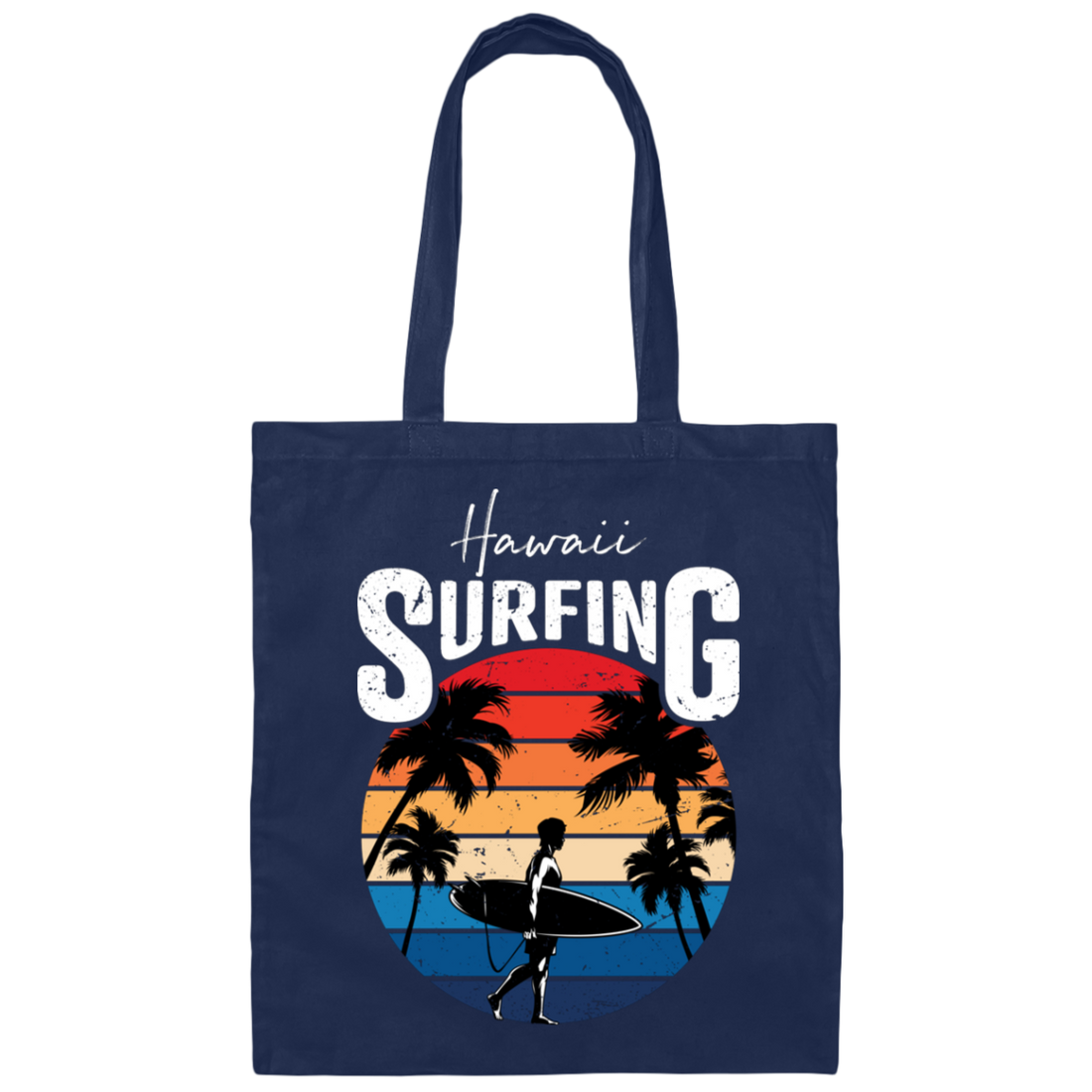 Hawaii Surfing, Retro Beach, Surfing Beach Vintage Canvas Tote Bag