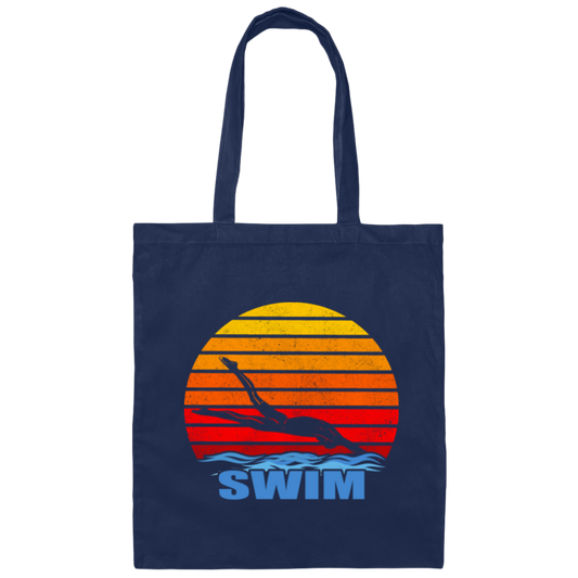 Vintage Swim, Best Swim Ever, Love Swimming, Life Is Swim, Swimmer Canvas Tote Bag