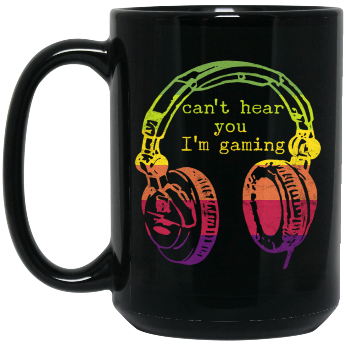 Can't Hear You I'm Gaming, Funny Gaming Gift, Retro Style Gift For Famer Black Mug