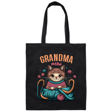 Knitting Grandma, Grandmeow, Love Cat, Love Knit, Gift For Grandma Canvas Tote Bag