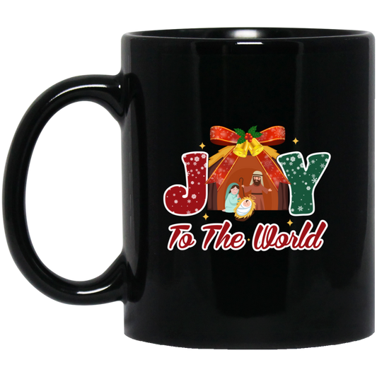 Joy To The World, Merry Xmas, Let Us Adore Him Black Mug