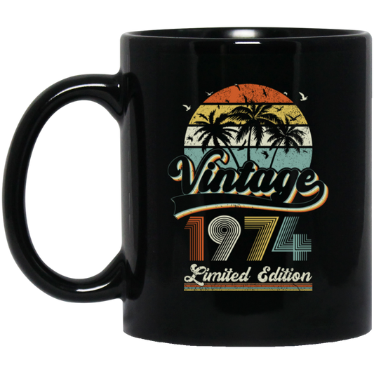 Vintage 1974, Birthday 1974, Retro Birthday, Limited Edition Black Mug