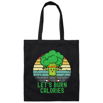 Retro Healthy Lets Burn Calories Do Excercise Broccoli Canvas Tote Bag