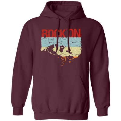 Rock On, Love Rock Gift, Best Retro Rock, Climb On Retro Rock Gift Pullover Hoodie