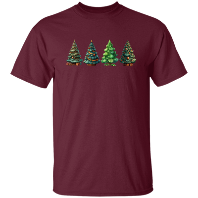 Xmas Tree, Set Of Christmas Trees, Four Xmas Trees, Merry Christmas, Trendy Chrismas Unisex T-Shirt