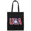 USA Flag, American Sunflower, Retro American Flower Canvas Tote Bag