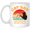 Cat Dad, Like A Regular Dad But Cooler, Cat Lover, Retro Cat White Mug