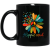 Daisy Peace Sign, Hippie Soul, Flower Lovers, Love Hippie Soul Black Mug