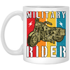 Military Rider, Motorbike, Retro Rider, Vintage Biker White Mug