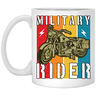 Military Rider, Motorbike, Retro Rider, Vintage Biker White Mug