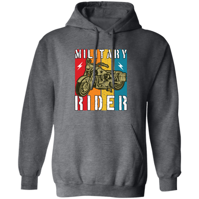 Military Rider, Motorbike, Retro Rider, Vintage Biker Pullover Hoodie