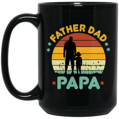 Retro Papa, Father's Day Gift, Daddy And Daughter Silhouette Black Mug