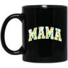 Mama Gift, Floral Mama, Mama Varsity, Mama Design, Mother's Day-green Black Mug