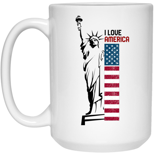I Love America, Statue of Liberty, American Liberty White Mug