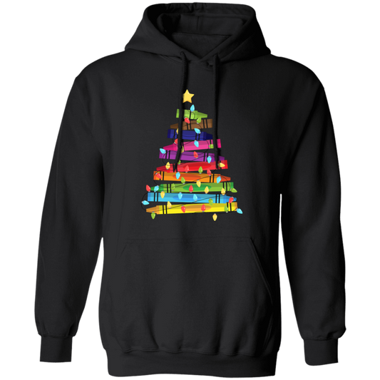 Crayon Xmas Tree, Crayon-mas Tree With Light Line, Merry Christmas, Trendy Christmas Pullover Hoodie