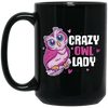 Crazy Owl Lady, Merry Xmas Gift For Owl Lover Purple Tone, Owl In Space Black Mug