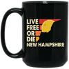 Live Free Or Die, New Hampshire State, Retro New Hampshire Black Mug