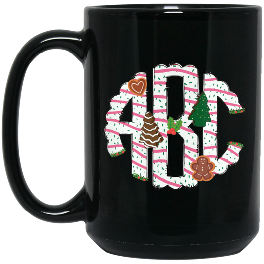 ABC Gingerbread, Alphabet Gingerbread, Xmas Tree Gingerbread, Merry Christmas, Trendy Christmas Black Mug