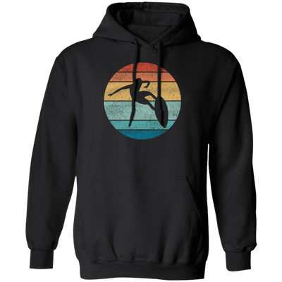 Surfing Distressed Beach, Vintage Surfer, Retro Surf Pullover Hoodie