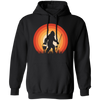 Big Foot Silhouette, Retro Big Foot, Big Foot Fishing Pullover Hoodie