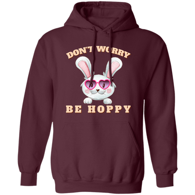 Don't Worry, Be Hoppy, Rabbit Wear Heart Glasses Pullover Hoodie