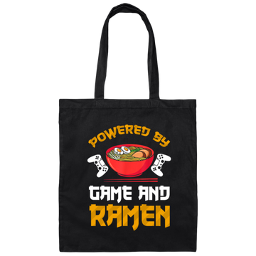 Power By Game And Ramen Anime, Retro Ramen gold Canvas Tote Bag