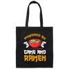 Power By Game And Ramen Anime, Retro Ramen gold Canvas Tote Bag