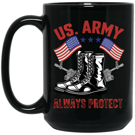 American Army Always Protect, American Cowboy Black Mug