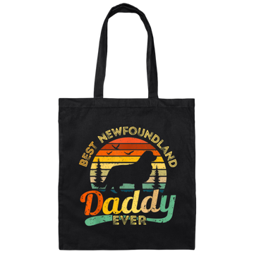 Newfoundland, Dad Love Gift, Best Daddy Dog Ever, Retro Love Dog Gift Canvas Tote Bag