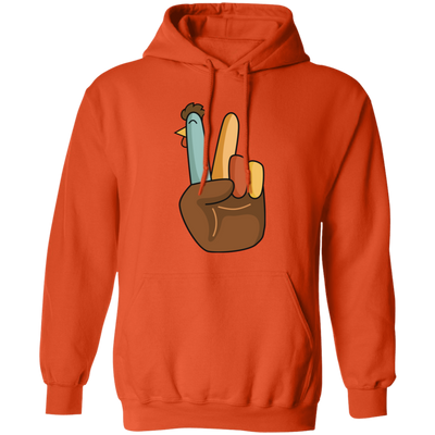 Stay cozy during the chilly autumn months with this Hi Fall, Thanksgiving's Day, Peace Sign, Peace Sign Turkey, Funny Turkey, Turkey's Day Pullover Hoodie. This hoodie is crafted from ultra-soft fabric and features a ribbed hem and cuffs for a snug fit. The vivid graphics will make this your go-to garment for any cold-weather event. You'll stay stylish and comfortable all season long.