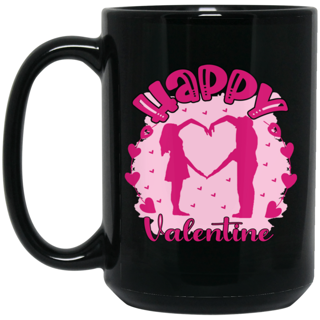 Happy Valentine, Love You, Love Valentine, Happy Couple Black Mug