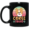 Corgi Squad, Retro Corgi, Groovy Corgi, Lovely Corgi Black Mug