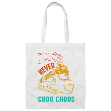 Never Too Old For Trains Railroad Canvas Tote Bag