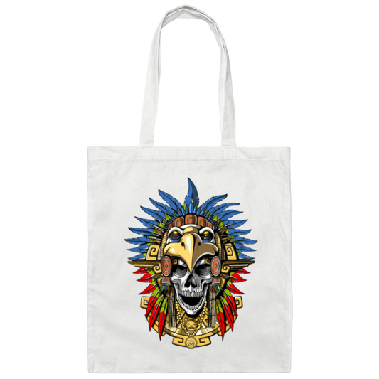 Aztec Skull, Eagle Warrior Mask Native, Mexican Love Gift, Best Warrior Canvas Tote Bag