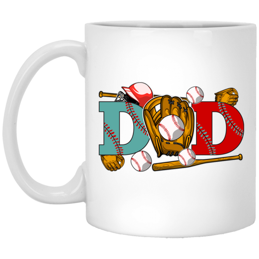 Dad Lover, Father's Day Gift, Love Baseball, Baseball team White Mug