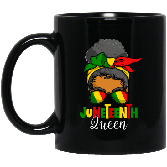 Juneteenth Queen, Messy Bun, Black Woman, Juneteenth Independence Day1865 Black Mug