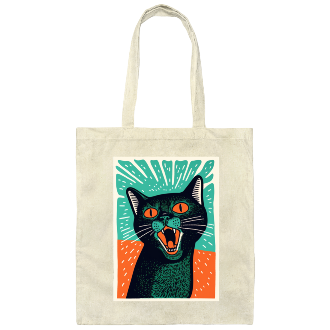 Meowing Love Gift, Cat In Retro Style, Lovely Cat, Funny Cat Poster Canvas Tote Bag