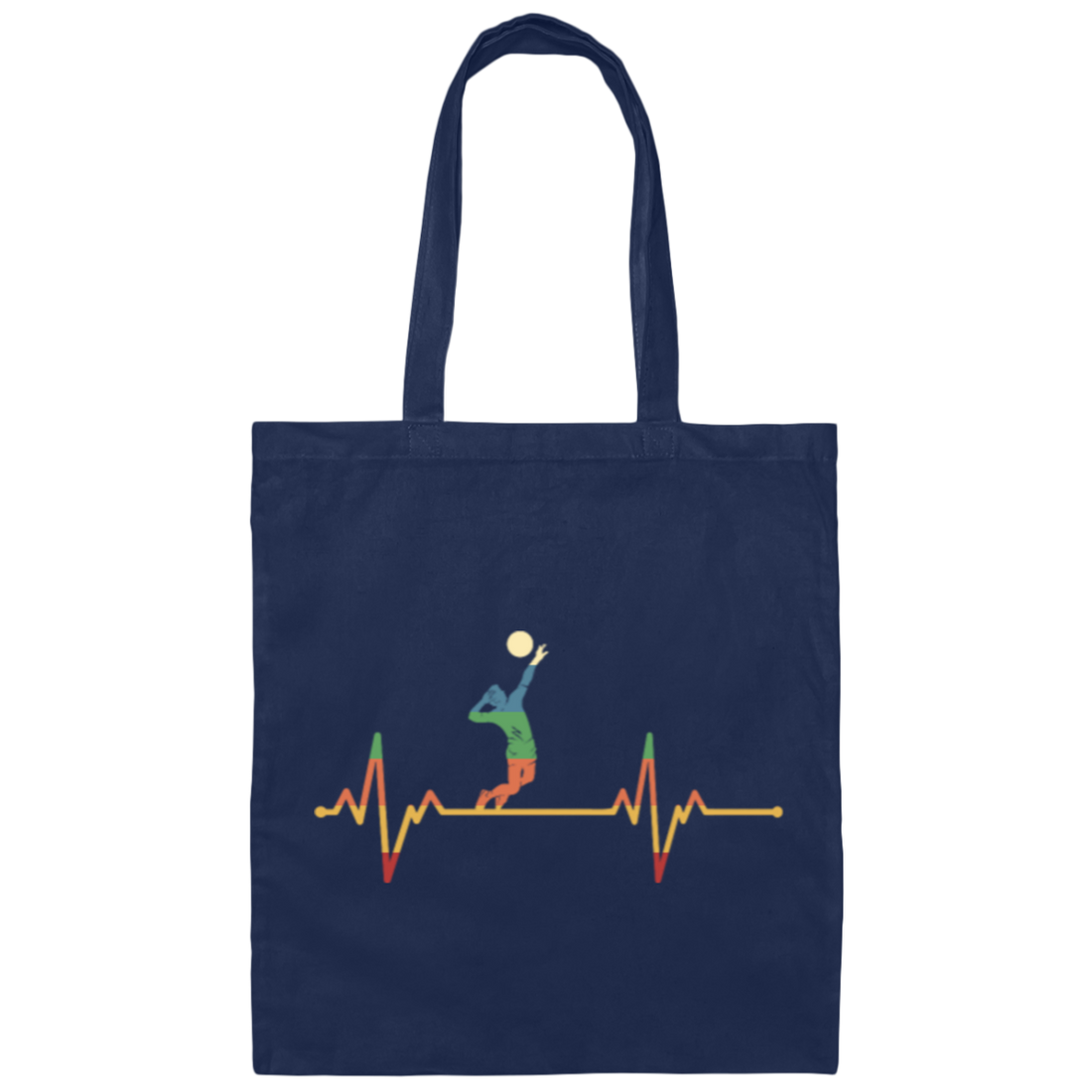 Retro Cool Heartbeat Volleyball Player Gift Canvas Tote Bag