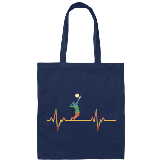 Retro Cool Heartbeat Volleyball Player Gift Canvas Tote Bag