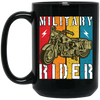 Military Rider, Motorbike, Retro Rider, Vintage Biker Black Mug