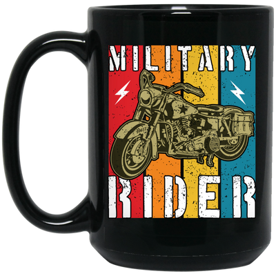 Military Rider, Motorbike, Retro Rider, Vintage Biker Black Mug