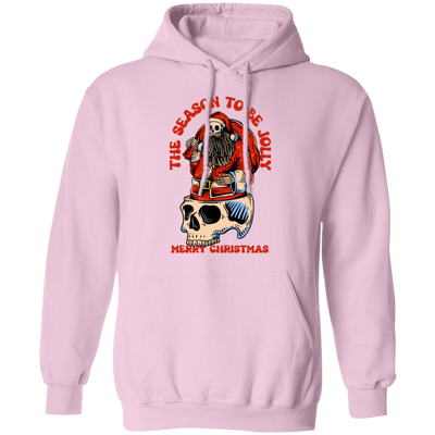 The Season To Be Jolly, Merry Christmas, Santa Skeleton Pullover Hoodie